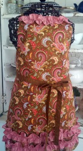 Brown and rose paisley with mauve ruffles